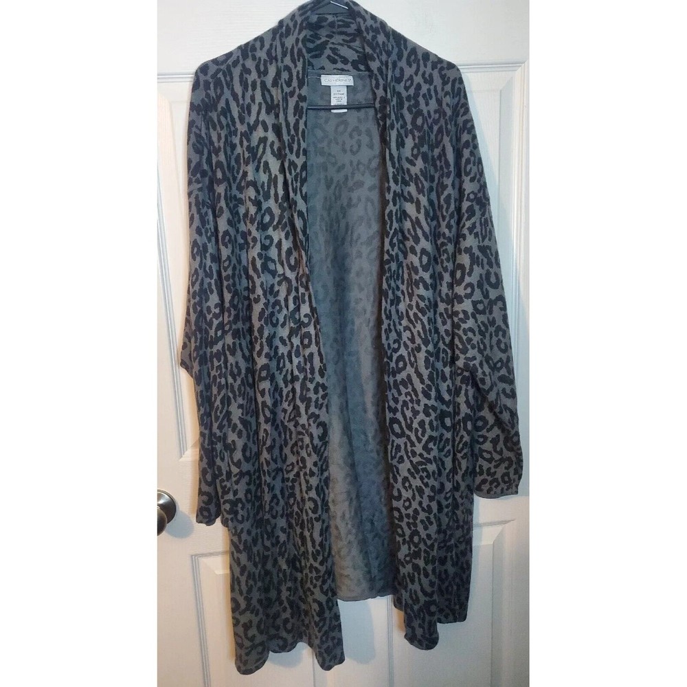 Catherines 2x Womans Plus Long Line Cardigan Grey Workwear Professional Cute